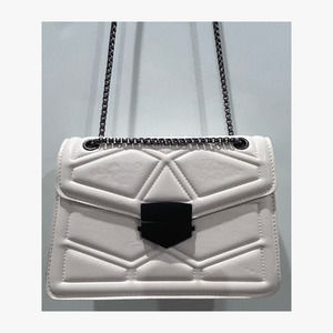 Vegan leather White Silver Gunmetal Chain Crossbody Shoulder Bag New Trendy Y2K